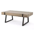 Mesa de centro industrial 43W con parte superior gruesa, gris Canyon-ModernLuxe
