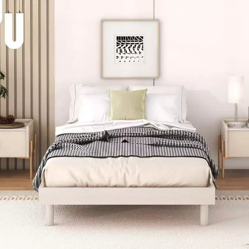 Marco de cama de plataforma flotante de diseño moderno en color gris