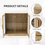PexFix 36x31x16 Gabinete auxiliar de madera con estante ajustable, armario de almacenamiento natural-puerta de vidrio
