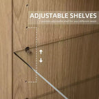 PexFix 36x31x16 Gabinete auxiliar de madera con estante ajustable, armario de almacenamiento natural-puerta de vidrio