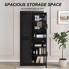 PexFix Gabinete acentuado de madera de ratán de 36x31x16 con estante ajustable Gabinete de almacenamiento Negro