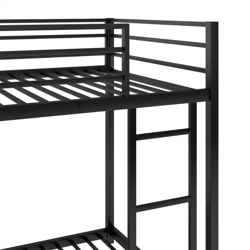 Litera baja doble sobre doble de metal Whisen con escalera y barandilla
