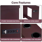 Mesa auxiliar de Home Imports Emporium con puertos USB y tomas de corriente, mesa auxiliar estrecha para dormitorio y sala de estar