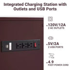 Mesa auxiliar de Home Imports Emporium con puertos USB y tomas de corriente, mesa auxiliar estrecha para dormitorio y sala de estar