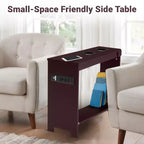 Mesa auxiliar de Home Imports Emporium con puertos USB y tomas de corriente, mesa auxiliar estrecha para dormitorio y sala de estar
