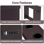 Mesa auxiliar de Home Imports Emporium con puertos USB y tomas de corriente, mesa auxiliar estrecha para dormitorio y sala de estar