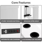 Mesa auxiliar de Home Imports Emporium con puertos USB y tomas de corriente, mesa auxiliar estrecha para dormitorio y sala de estar
