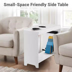 Mesa auxiliar de Home Imports Emporium con puertos USB y tomas de corriente, mesa auxiliar estrecha para dormitorio y sala de estar