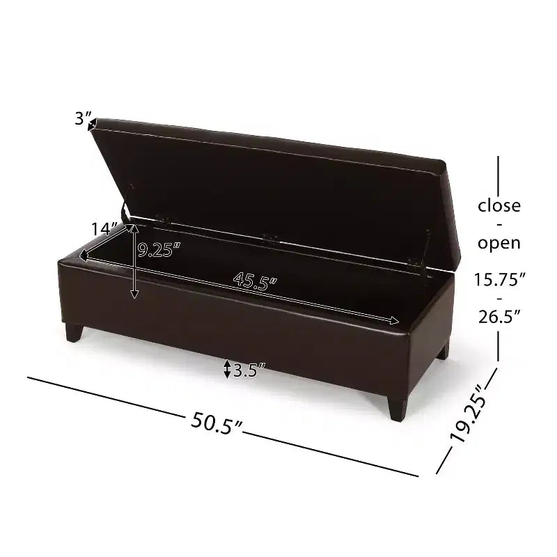 Puf de almacenaje tapizado Christopher Knight Home York de madera de abedul contemporánea