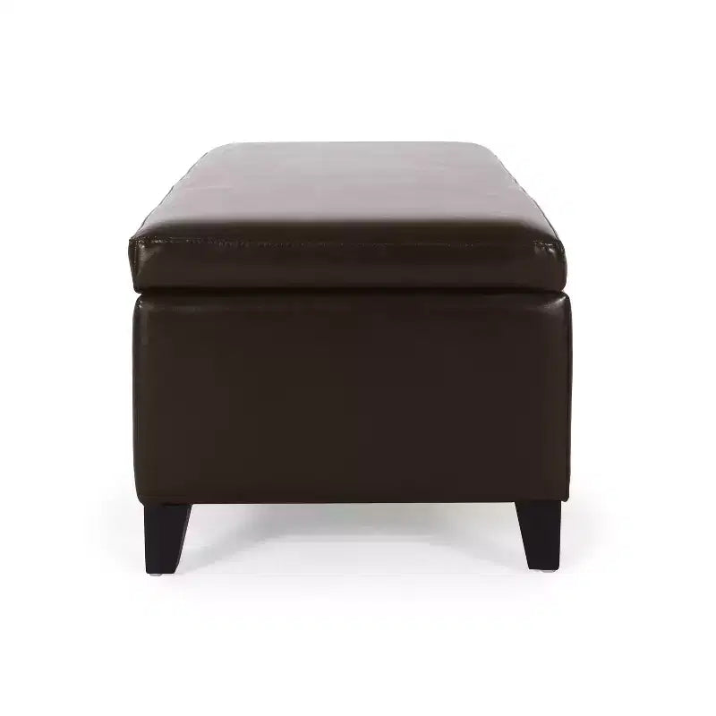 Puf de almacenaje tapizado Christopher Knight Home York de madera de abedul contemporánea