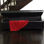 Puf de almacenaje tapizado Christopher Knight Home York de madera de abedul contemporánea