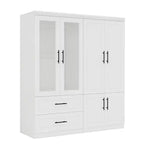 Armario de madera blanca de 160 cm con 2 cajones y 6 puertas Keloyid