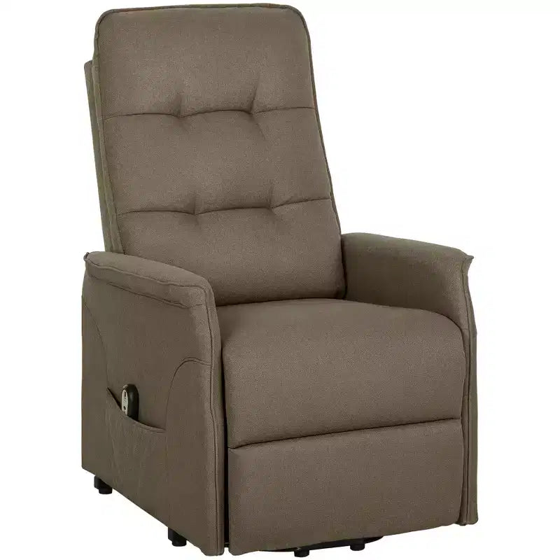 Sillón Reclinable Eléctrico HOMCOM Power Lift, con Mando a Distancia, Bolsillos Laterales, Resortes Ensacados, Respaldo Acolchado, Montaje Rápido