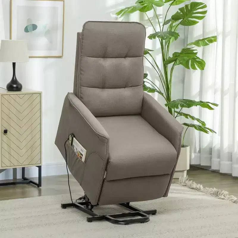 Sillón Reclinable Eléctrico HOMCOM Power Lift, con Mando a Distancia, Bolsillos Laterales, Resortes Ensacados, Respaldo Acolchado, Montaje Rápido