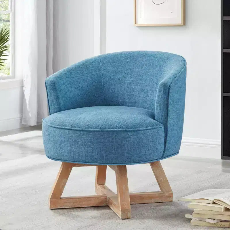 GDFStudio Glenn Silla Giratoria 360 con Tapizado de Lino y Base de Caucho