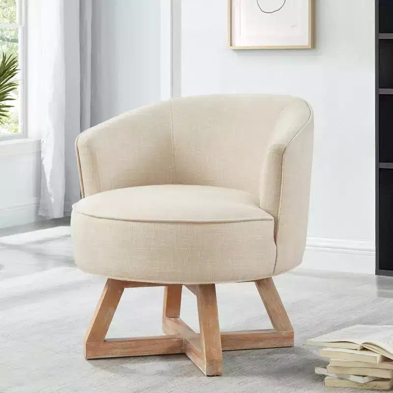 GDFStudio Glenn Silla Giratoria 360 con Tapizado de Lino y Base de Caucho