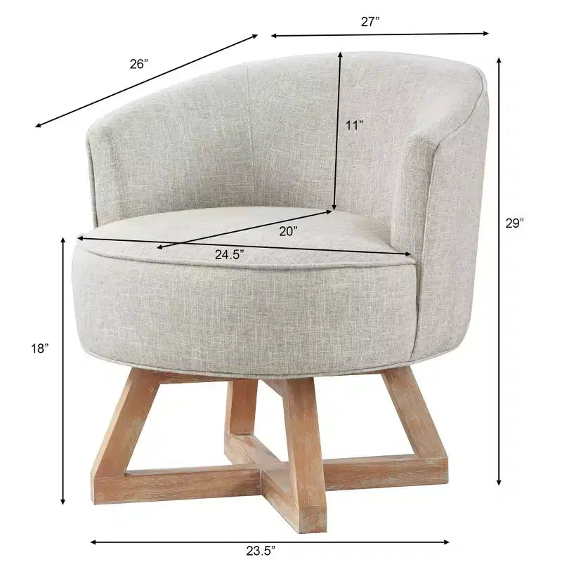 GDFStudio Glenn Silla Giratoria 360 con Tapizado de Lino y Base de Caucho