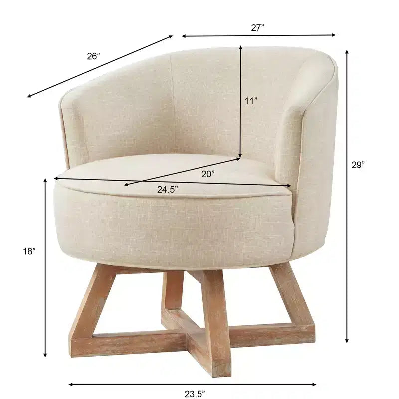 GDFStudio Glenn Silla Giratoria 360 con Tapizado de Lino y Base de Caucho
