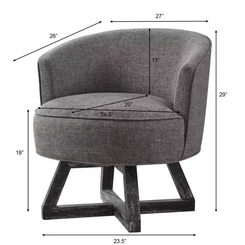 GDFStudio Glenn Silla Giratoria 360 con Tapizado de Lino y Base de Caucho