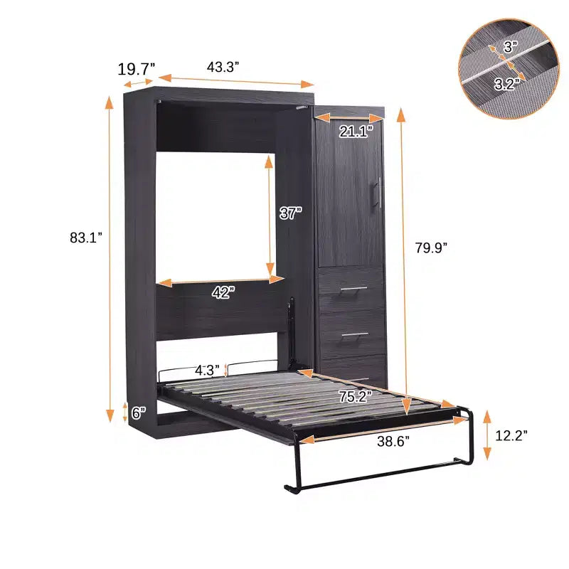 Cama Plegable Whisen Wood con Armario y Cajones
