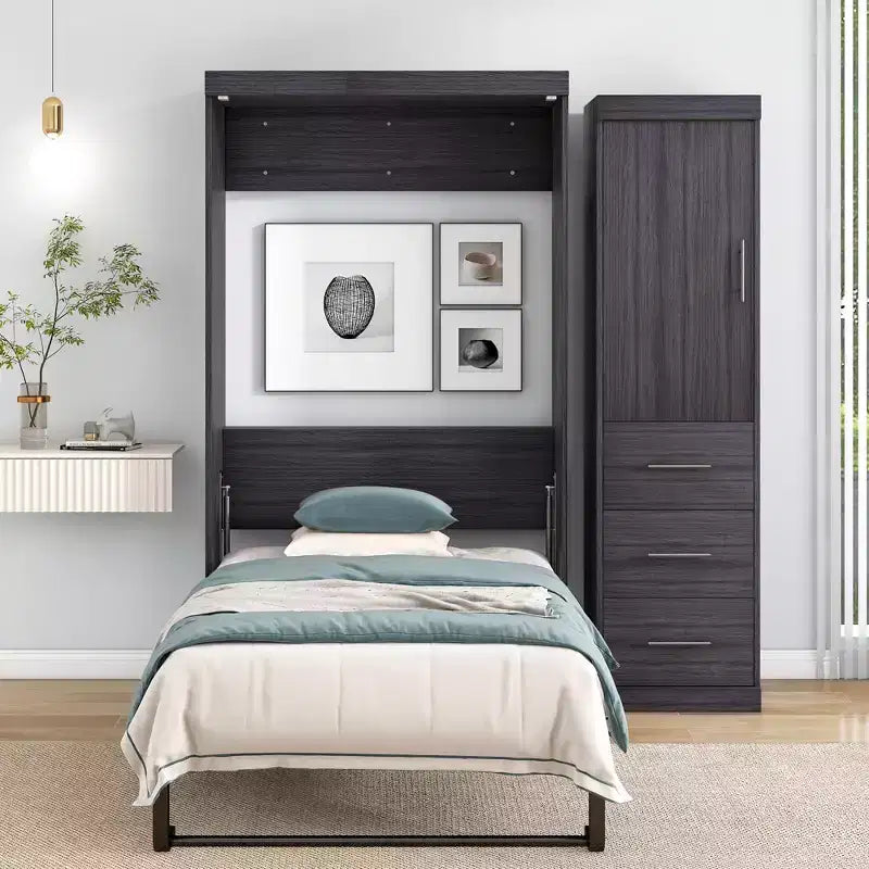Cama Plegable Whisen Wood con Armario y Cajones