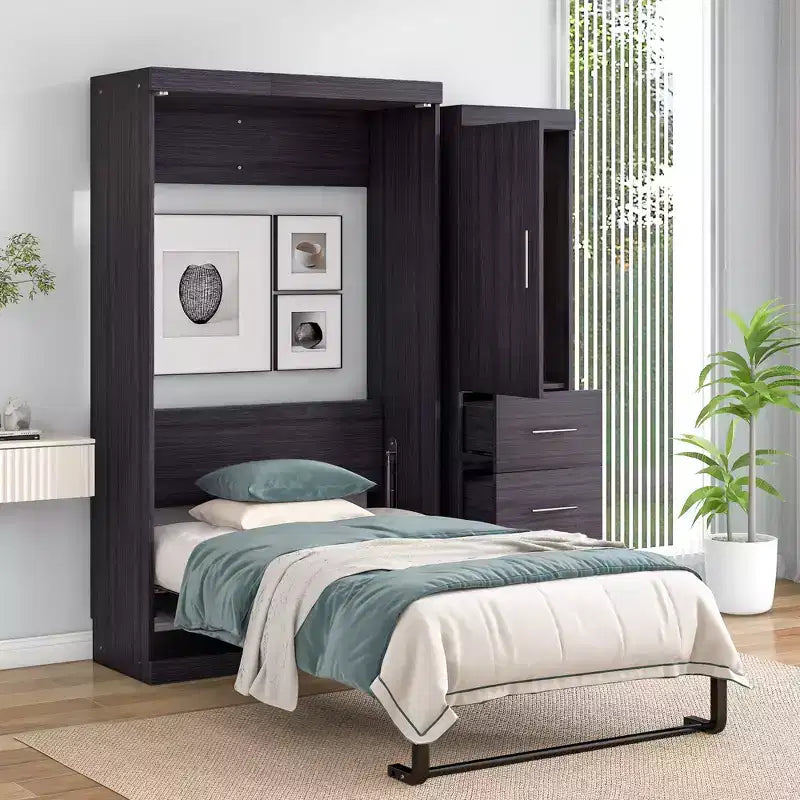 Cama Plegable Whisen Wood con Armario y Cajones