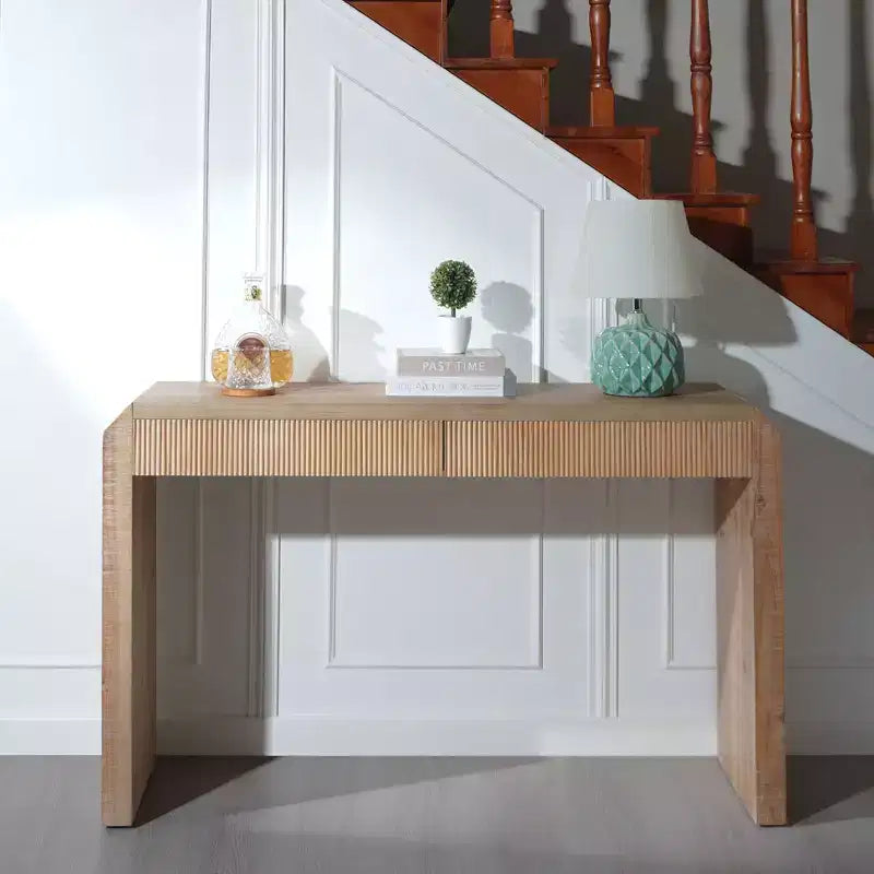 GDFStudio Rae Mesa consola rústica de madera de 51,8 con cajón texturizado acanalado