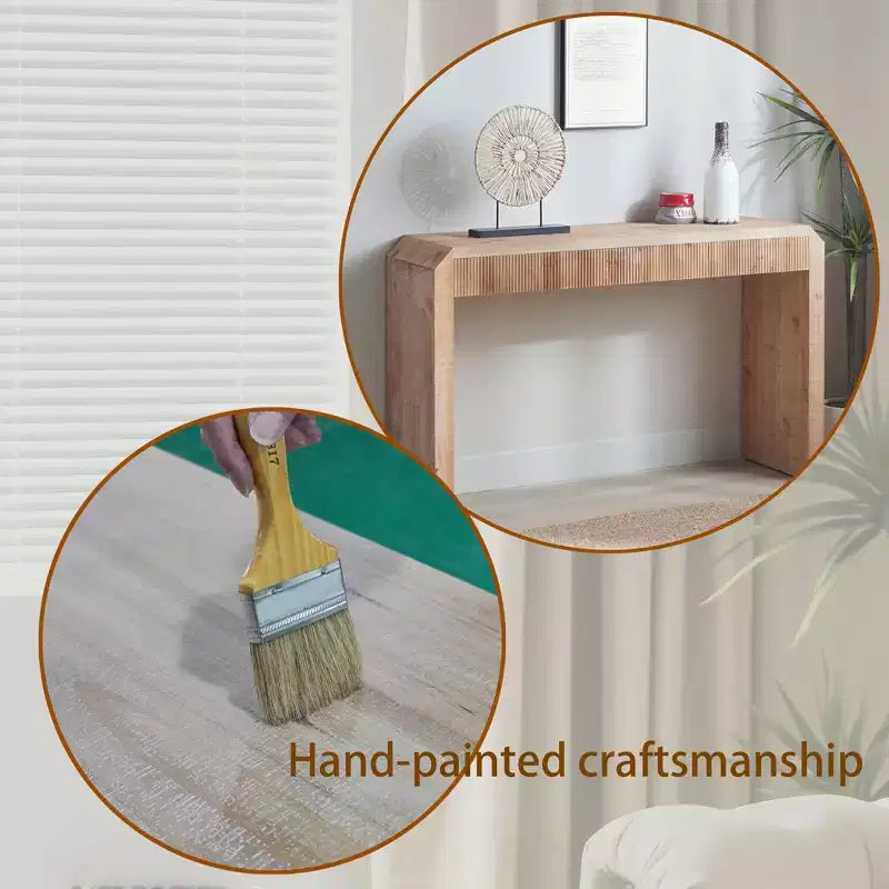GDFStudio Rae Mesa consola rústica de madera de 51,8 con cajón texturizado acanalado