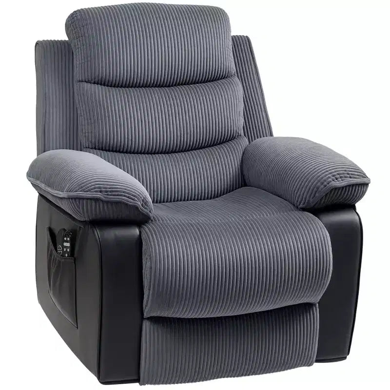 Sillón reclinable eléctrico HOMCOM con función de levantamiento, masaje y calor, con mandos a distancia y bolsillos laterales, gris