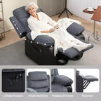 Sillón reclinable eléctrico HOMCOM con función de levantamiento, masaje y calor, con mandos a distancia y bolsillos laterales, gris