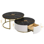 Mesa de Centro Nido Redonda Moderna Acanalada con Cajón de 80 cm