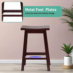 Taburete de bar de madera FDW Classic, 24/30 pulgadas, asiento de silla de montar, juego de 2 taburetes de cocina con reposapiés, taburetes de madera para mostrador de altura para el hogar