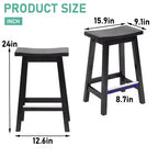Taburete de bar de madera FDW Classic, 24/30 pulgadas, asiento de silla de montar, juego de 2 taburetes de cocina con reposapiés, taburetes de madera para mostrador de altura para el hogar