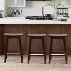 Taburete de bar de madera FDW Classic, 24/30 pulgadas, asiento de silla de montar, juego de 2 taburetes de cocina con reposapiés, taburetes de madera para mostrador de altura para el hogar