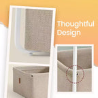Mesita de noche moderna con cesta de tela, mesa auxiliar cuadrada para cama, mesa de centro, mesa auxiliar para sala de estar, dormitorio, blanco mate y marrón camello