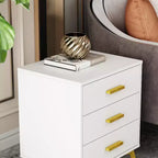 Mesita de noche Famapy Chic blanca: Almacenamiento elegante con detalles dorados