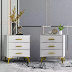 Mesita de noche Famapy Chic blanca: Almacenamiento elegante con detalles dorados