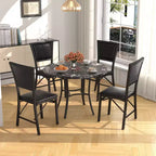VECELO Mesa de comedor redonda de 36 pulgadas para 4, cubierta de mesa de bar de imitación mármol con patas de metal para cocina, espacios pequeños