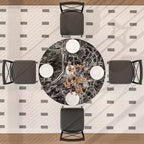 VECELO Mesa de comedor redonda de 36 pulgadas para 4, cubierta de mesa de bar de imitación mármol con patas de metal para cocina, espacios pequeños