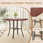 VECELO Mesa de comedor redonda de 36 pulgadas para 4, cubierta de mesa de bar de imitación mármol con patas de metal para cocina, espacios pequeños