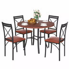 VECELO Mesa de comedor redonda de 36 pulgadas para 4, cubierta de mesa de bar de imitación mármol con patas de metal para cocina, espacios pequeños