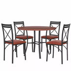 VECELO Mesa de comedor redonda de 36 pulgadas para 4, cubierta de mesa de bar de imitación mármol con patas de metal para cocina, espacios pequeños