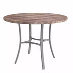 VECELO Mesa de comedor redonda de 36 pulgadas para 4, cubierta de mesa de bar de imitación mármol con patas de metal para cocina, espacios pequeños