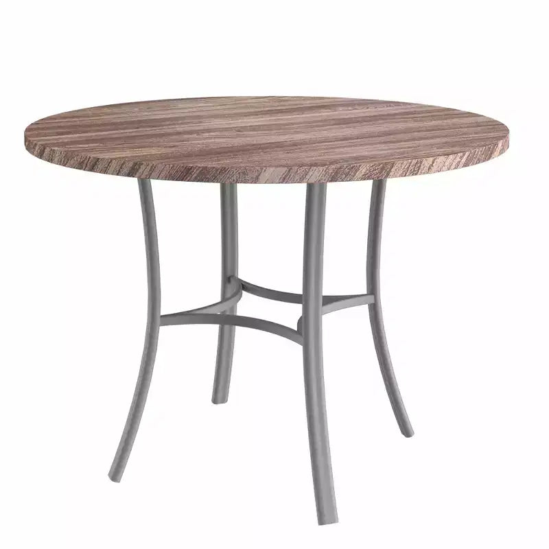 VECELO Mesa de comedor redonda de 36 pulgadas para 4, cubierta de mesa de bar de imitación mármol con patas de metal para cocina, espacios pequeños