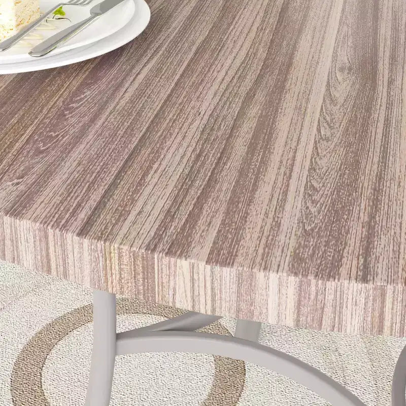 VECELO Mesa de comedor redonda de 36 pulgadas para 4, cubierta de mesa de bar de imitación mármol con patas de metal para cocina, espacios pequeños