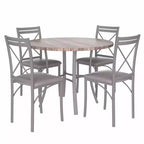 VECELO Mesa de comedor redonda de 36 pulgadas para 4, cubierta de mesa de bar de imitación mármol con patas de metal para cocina, espacios pequeños