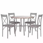 VECELO Mesa de comedor redonda de 36 pulgadas para 4, cubierta de mesa de bar de imitación mármol con patas de metal para cocina, espacios pequeños