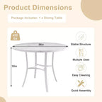 VECELO Mesa de comedor redonda de 36 pulgadas para 4, cubierta de mesa de bar de imitación mármol con patas de metal para cocina, espacios pequeños
