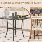 VECELO Mesa de comedor redonda de 36 pulgadas para 4, cubierta de mesa de bar de imitación mármol con patas de metal para cocina, espacios pequeños