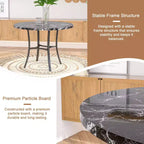 VECELO Mesa de comedor redonda de 36 pulgadas para 4, cubierta de mesa de bar de imitación mármol con patas de metal para cocina, espacios pequeños